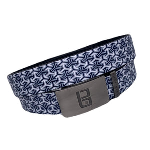 Chevron golf belt from Buca Belts, offering a vibrant and unique design. A perfect gift for golfers or those looking to add a stylish touch to their gear. Features a convenient ratchet buckle for easy adjustment.